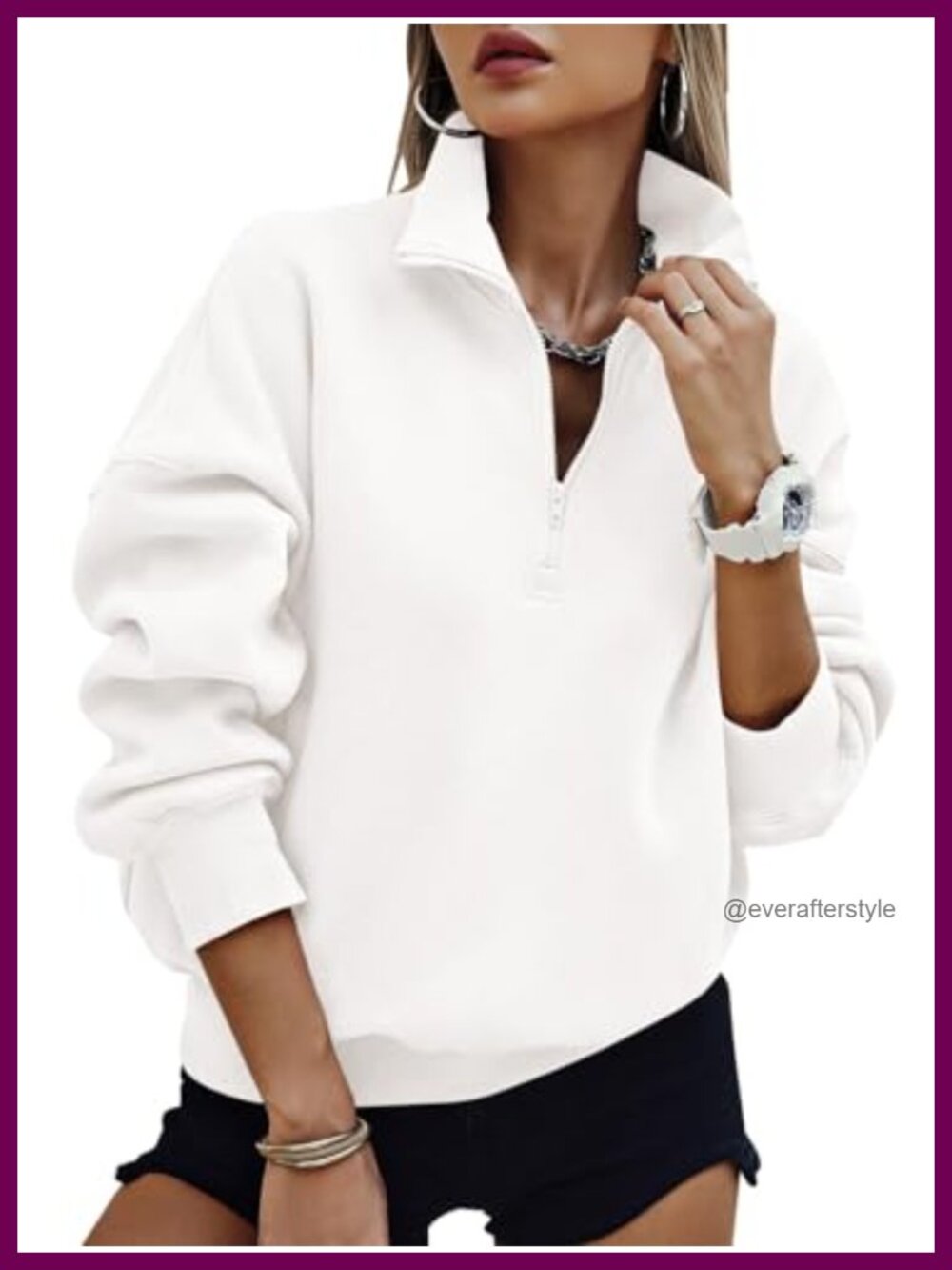 Oversized Half Zip Fleece Sweatshirt Long Sleeve Pullover with Pockets